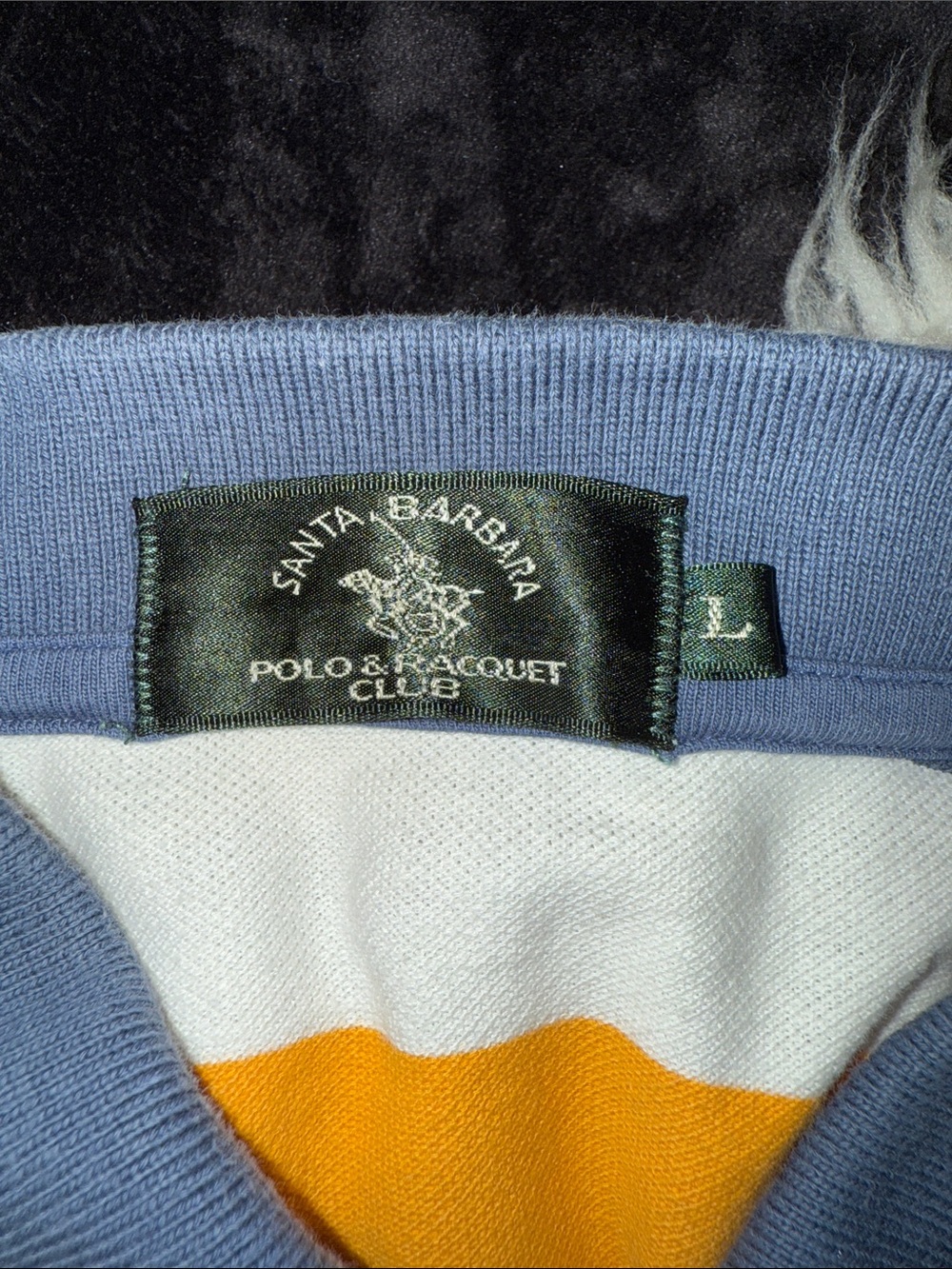 Vintage Santa Barbara Polo & Racquet Club Striped Polo Shirt 100% Cotton - Large - Picture 3 of 4